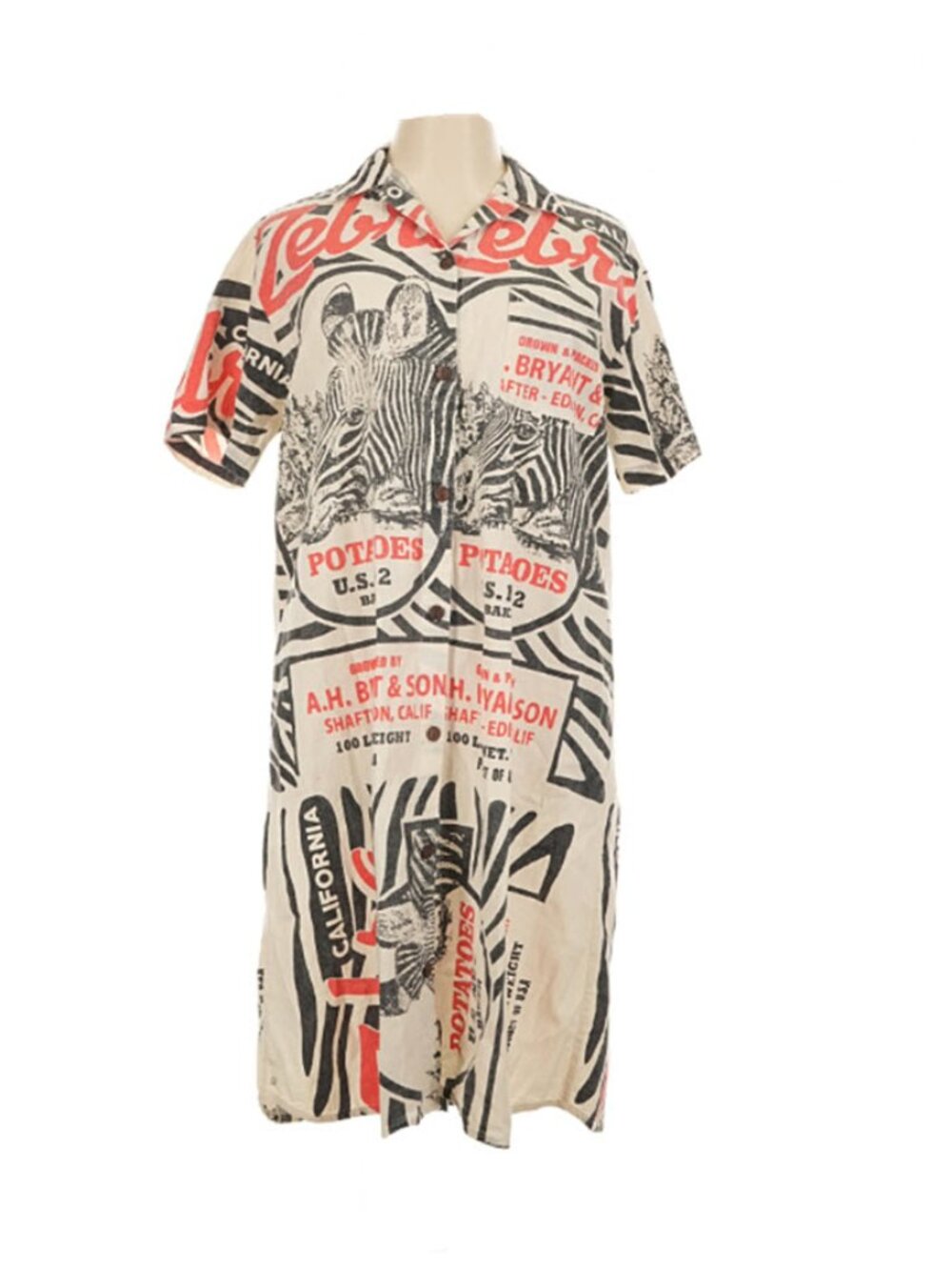 The Junk Zebra Potato Sack Print Shirt Dress OS M-L-XL